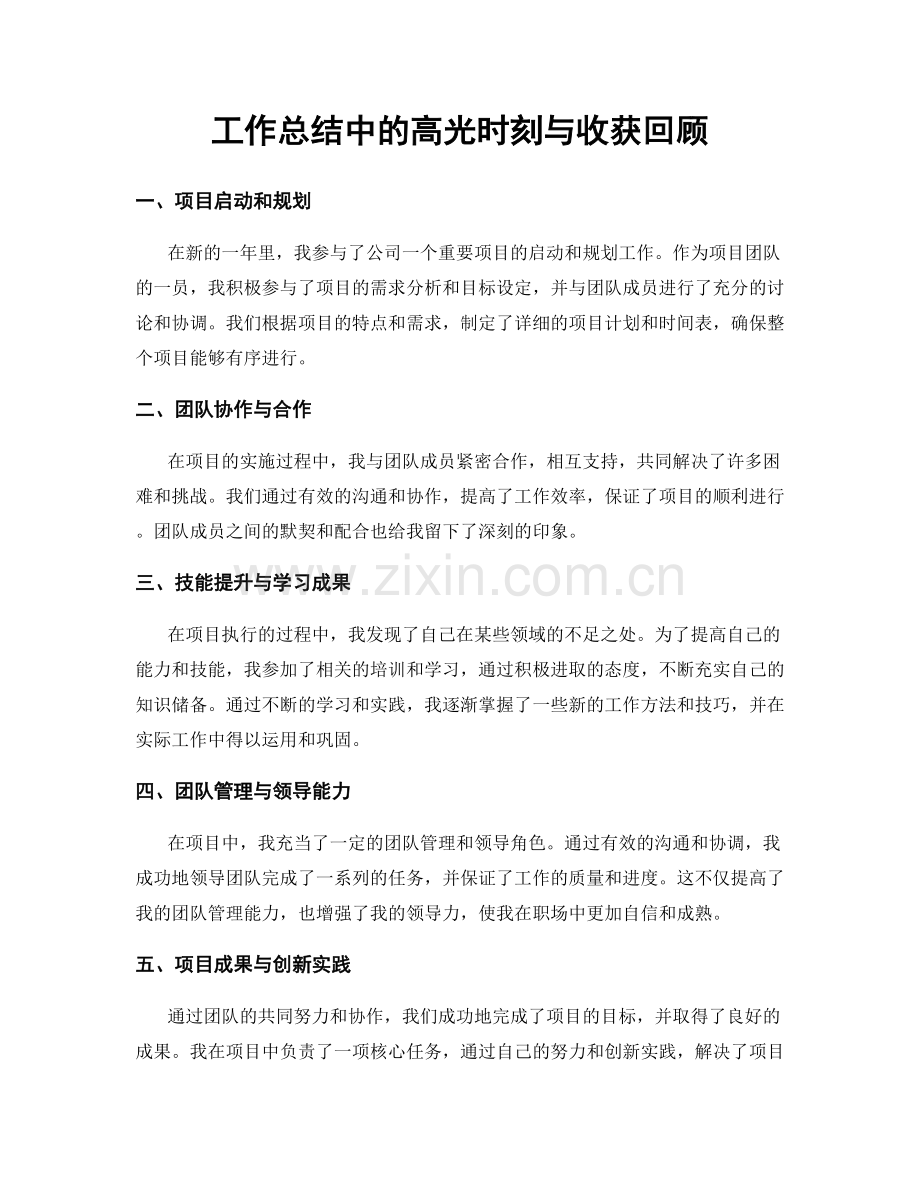 工作总结中的高光时刻与收获回顾.docx_第1页