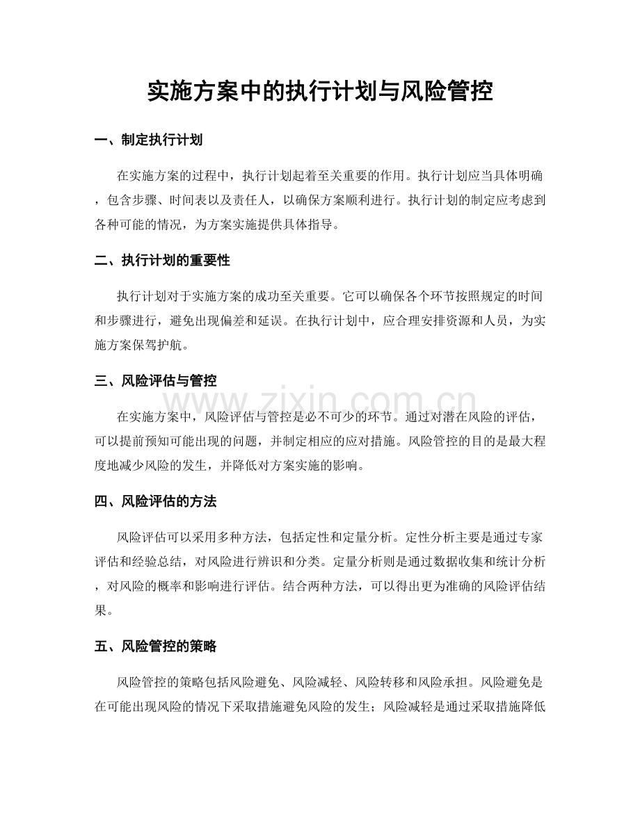 实施方案中的执行计划与风险管控.docx_第1页