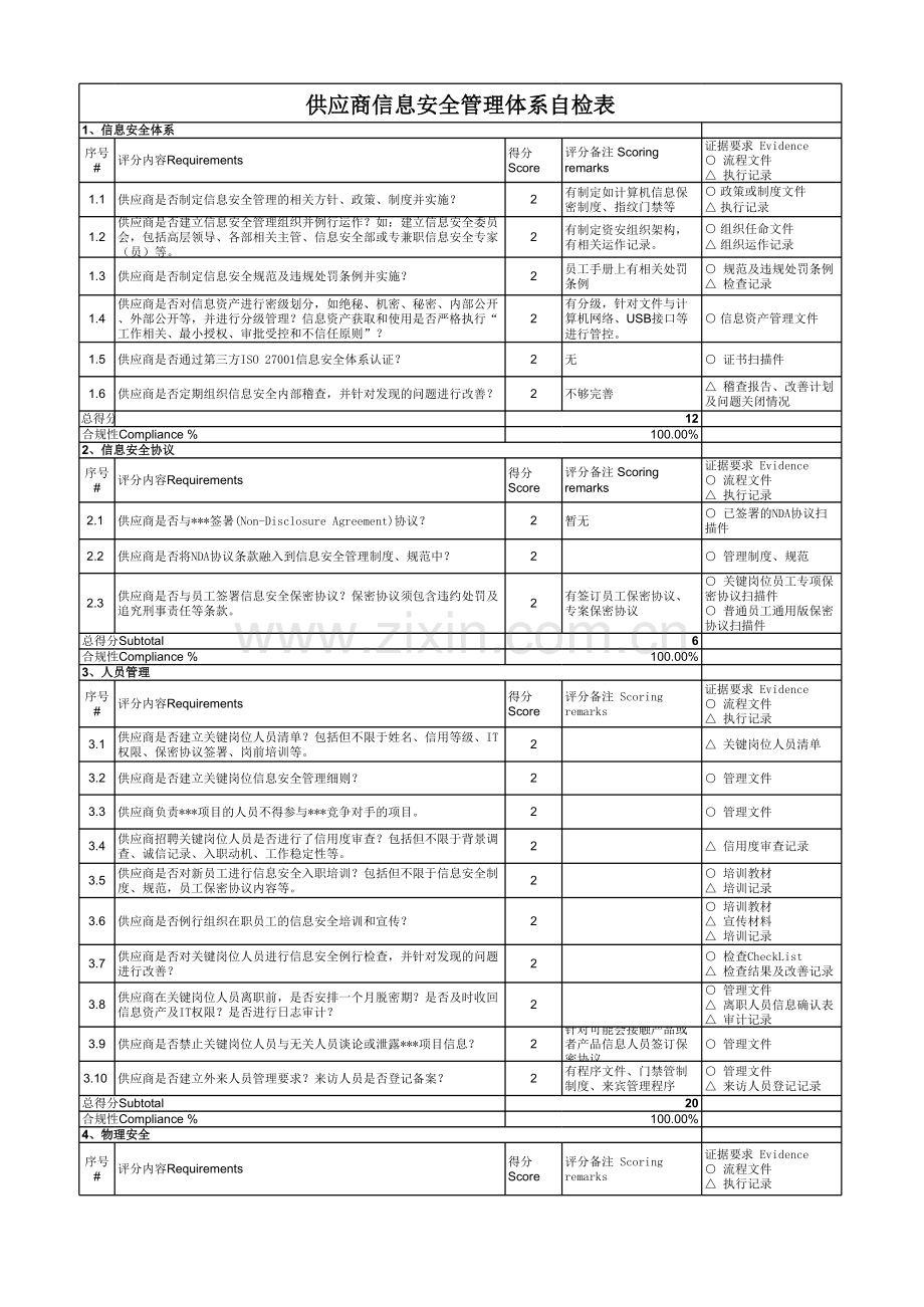 信息安全管理体系自检表.xlsx_第1页