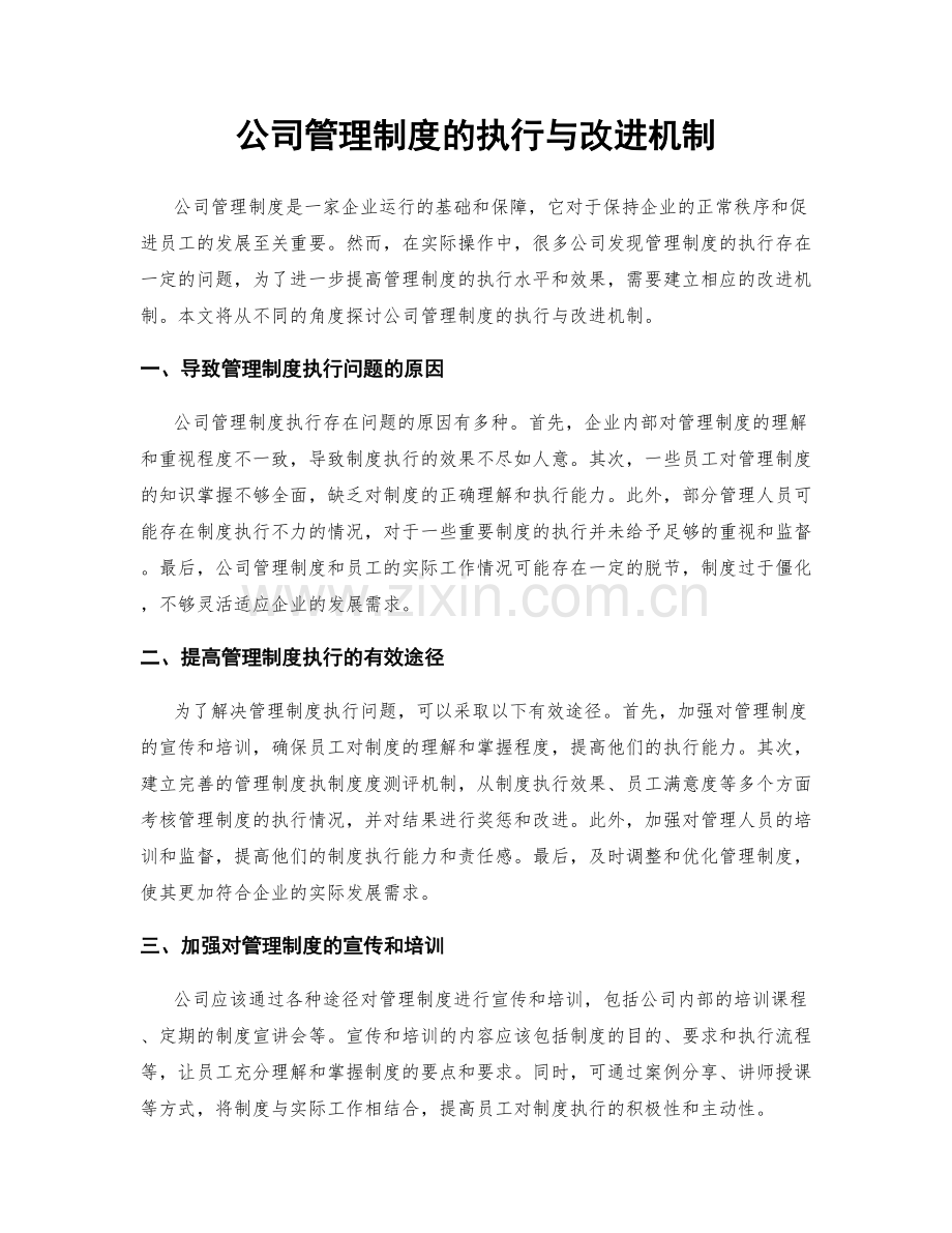 公司管理制度的执行与改进机制.docx_第1页