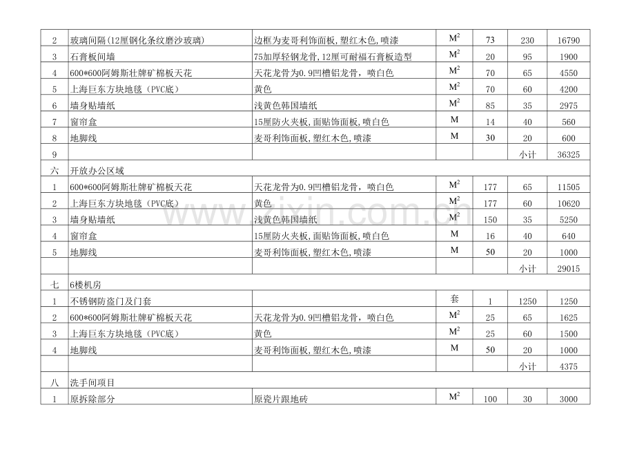 写字楼装修报价(预算表).xls_第3页