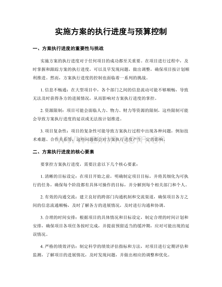 实施方案的执行进度与预算控制.docx_第1页