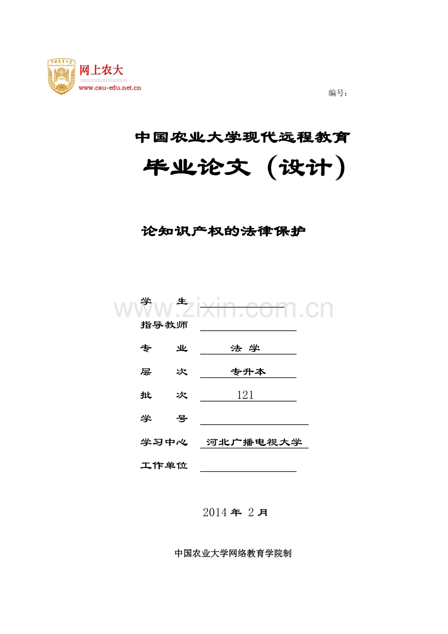 法学论文论知识产权的法律保护大学论文.doc_第1页