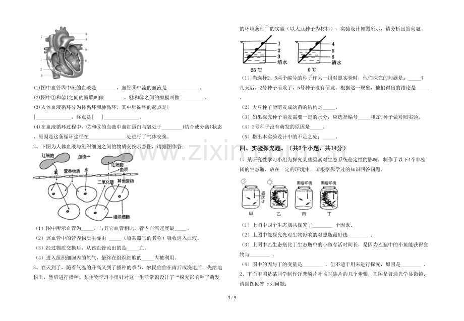 2023年七年级生物(上册)期末质量分析卷及答案.doc_第3页