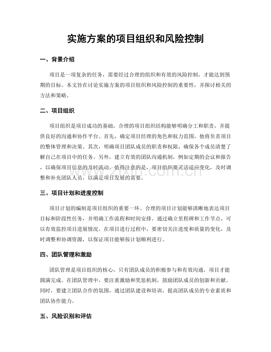 实施方案的项目组织和风险控制.docx_第1页