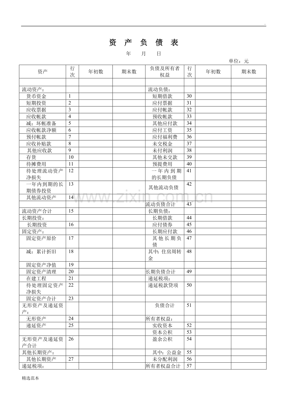 企业资产负债表模板.doc_第1页