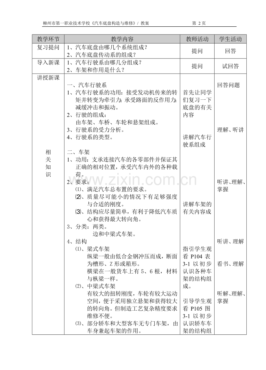 《汽车底盘构造与维修》教案教材教案.doc_第2页