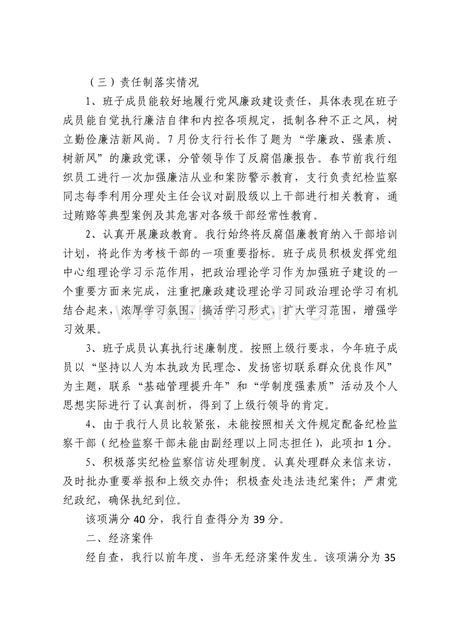 银行支行党风廉政建设自查报告.doc_第2页