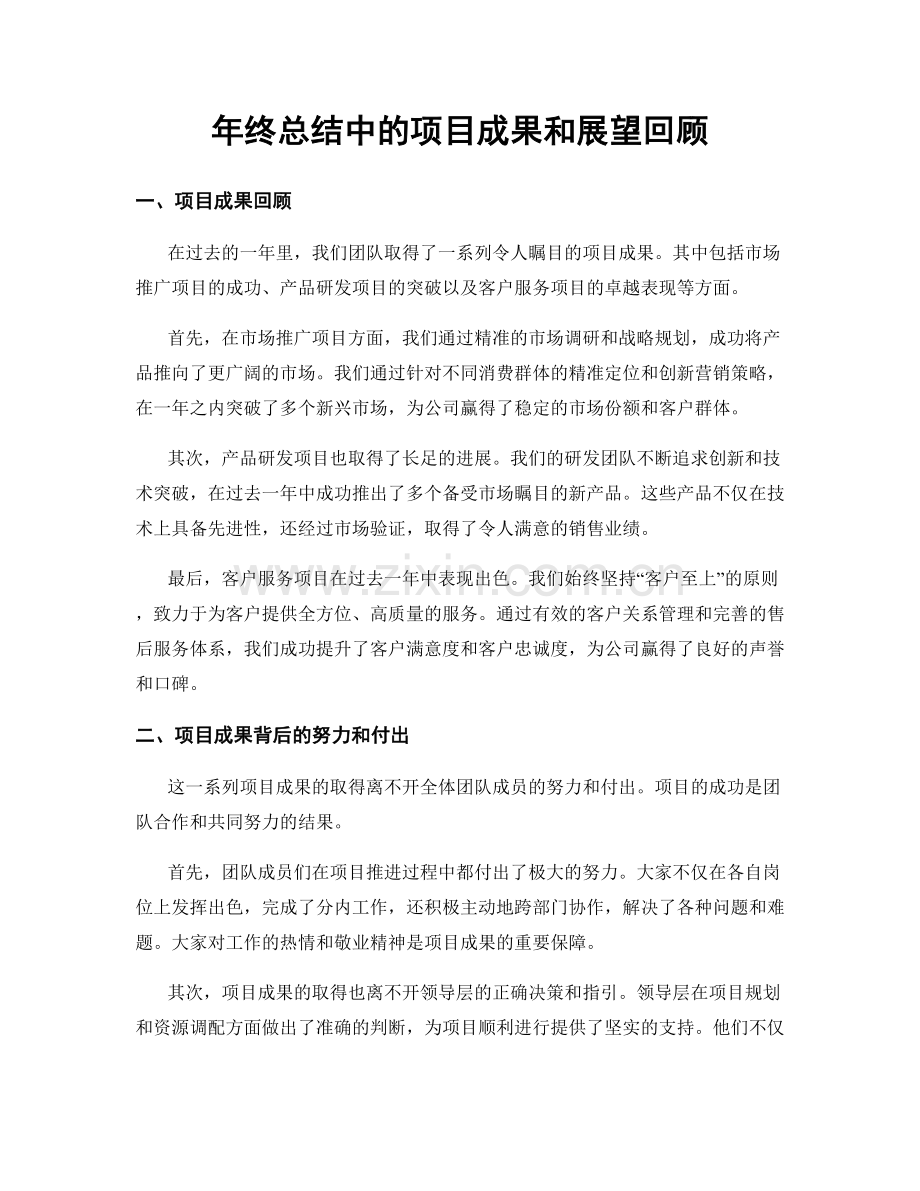 年终总结中的项目成果和展望回顾.docx_第1页