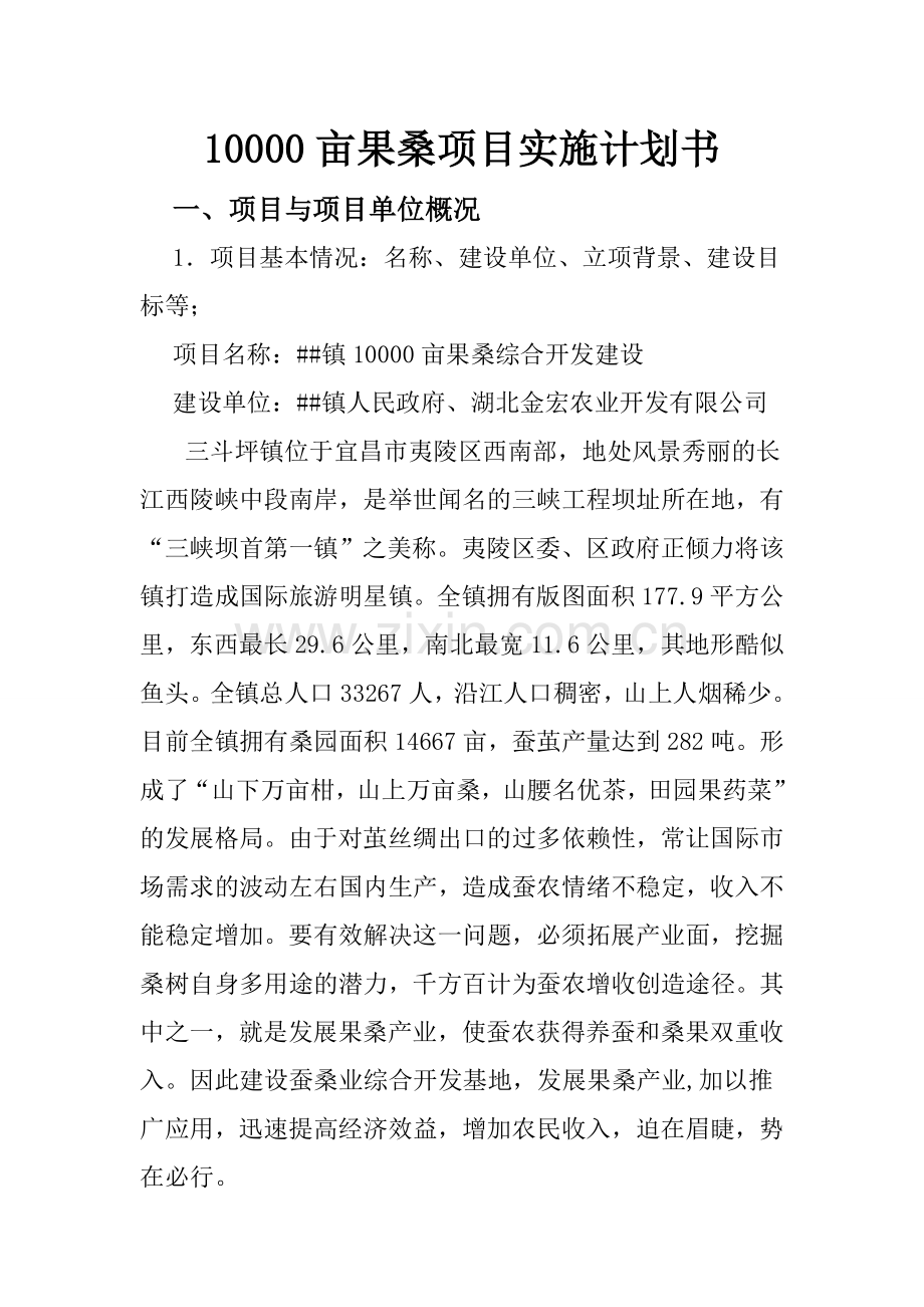 万亩果桑项目实施计划书.doc_第1页