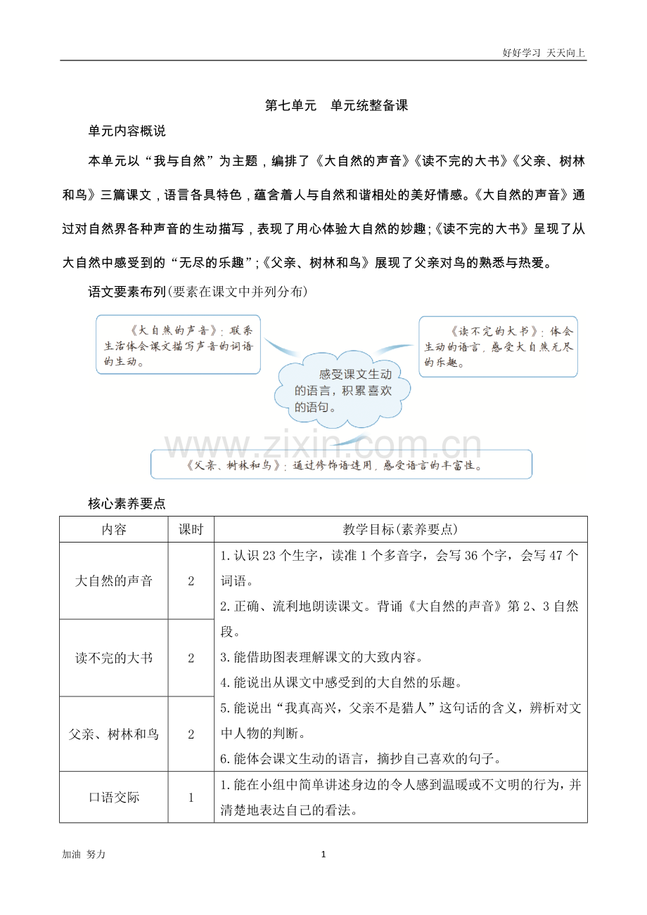 小学语文人教版三年级上册第七单元单元统整备课.docx_第1页