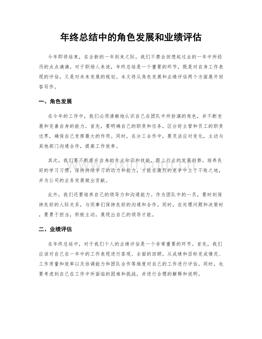 年终总结中的角色发展和业绩评估.docx_第1页