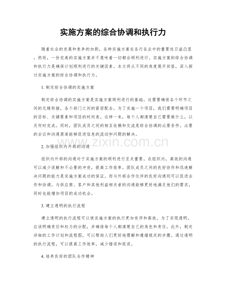 实施方案的综合协调和执行力.docx_第1页