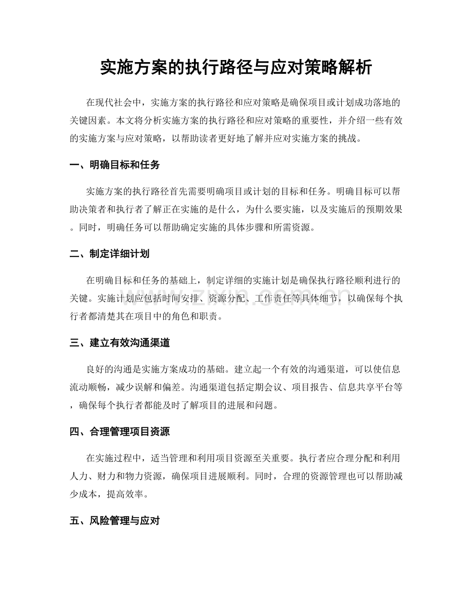 实施方案的执行路径与应对策略解析.docx_第1页