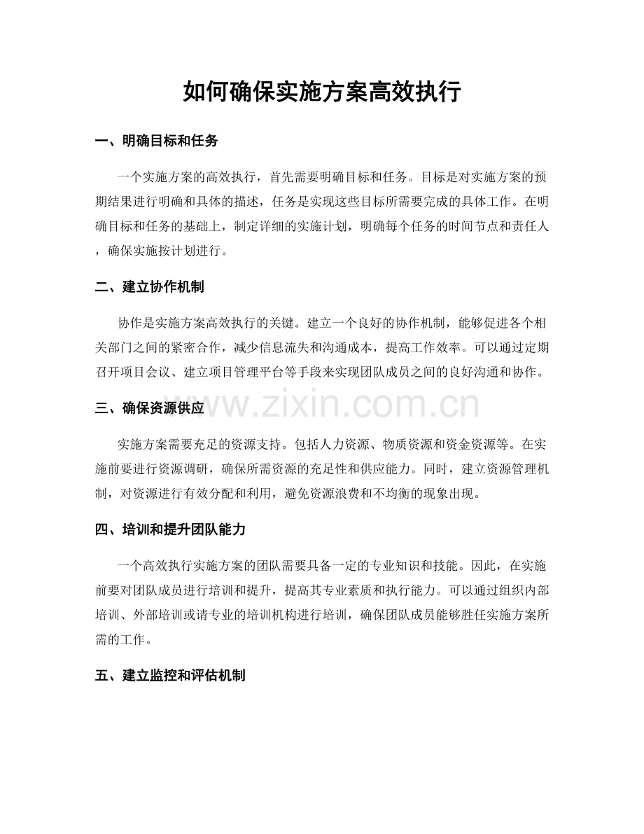 如何确保实施方案高效执行.docx_第1页