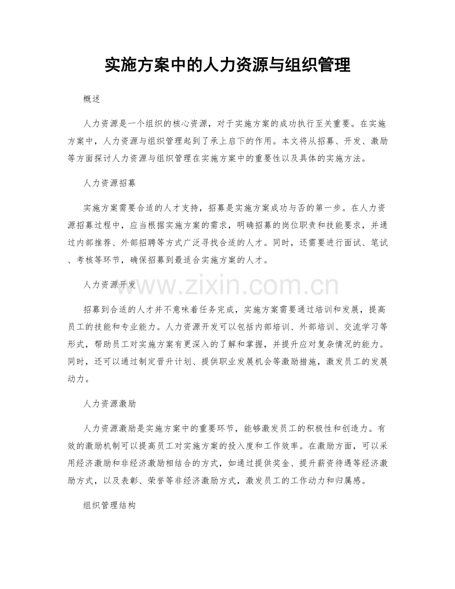 实施方案中的人力资源与组织管理.docx_第1页