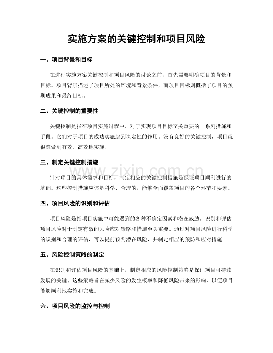 实施方案的关键控制和项目风险.docx_第1页