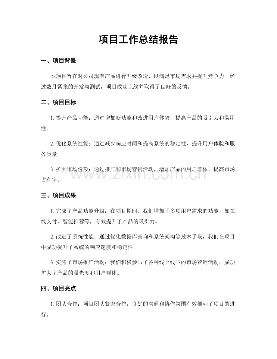 项目工作总结报告.docx_第1页