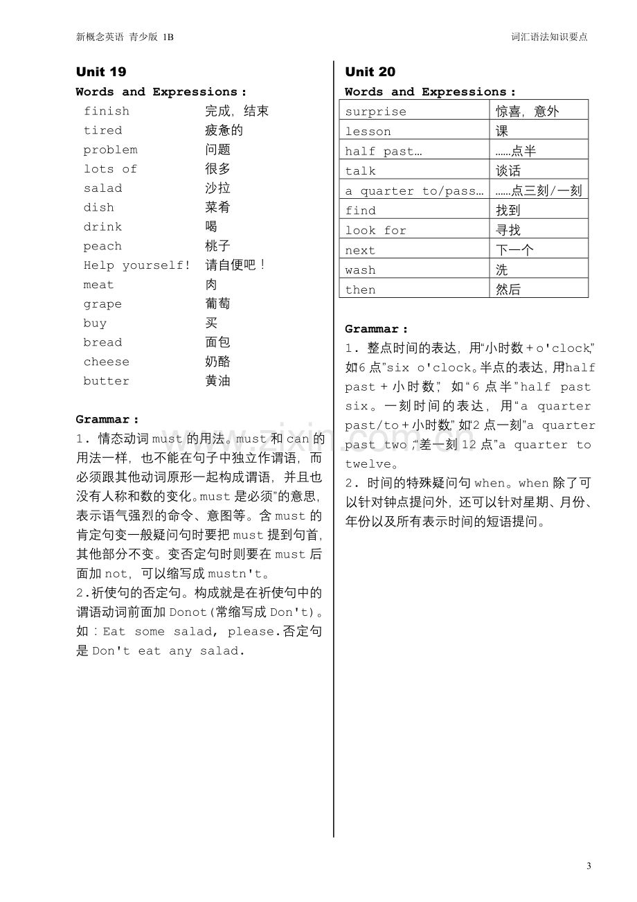 新概念英语青少版1B-词汇语法知识要点.doc_第3页