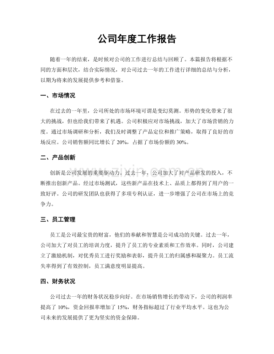 公司年度工作报告.docx_第1页