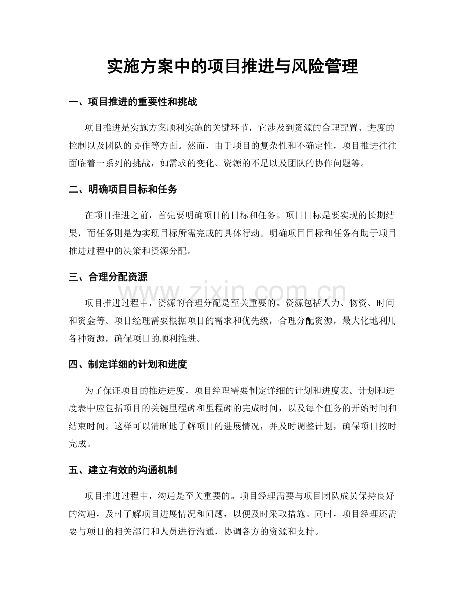 实施方案中的项目推进与风险管理.docx_第1页