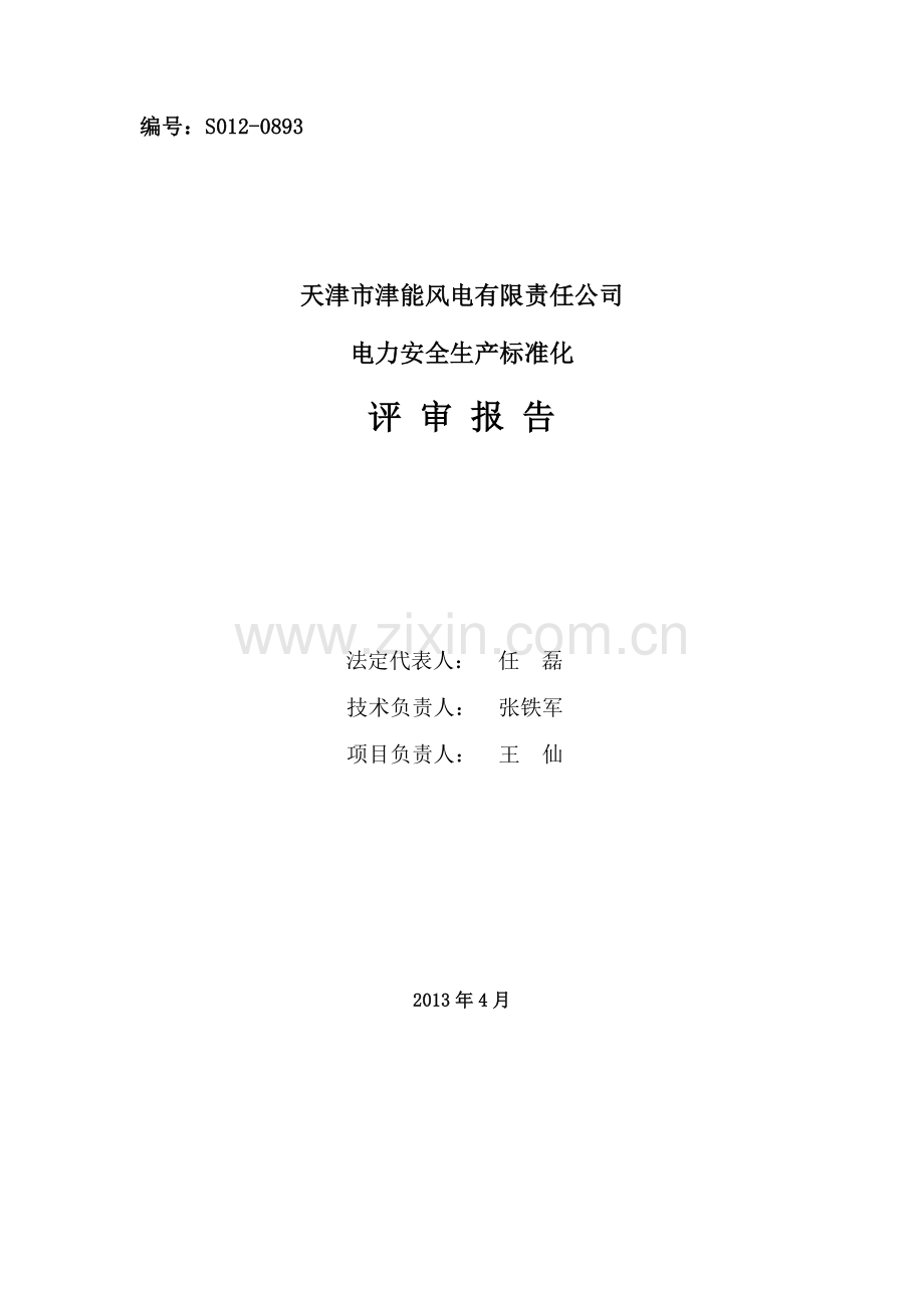 天津市津能风电有限责任公司电力安全生产标准化评审报告—--标准.技术.doc_第3页