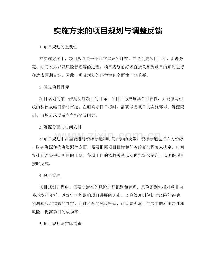 实施方案的项目规划与调整反馈.docx_第1页