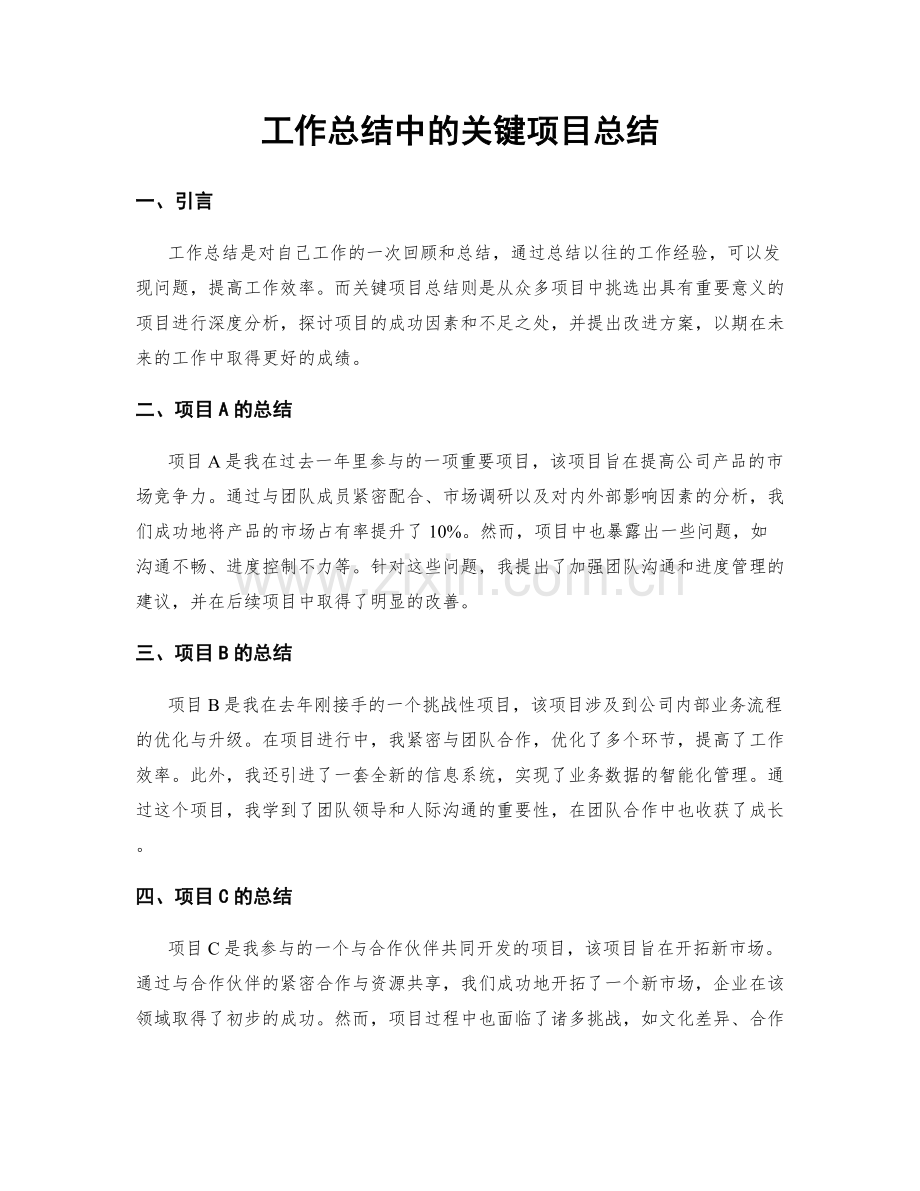 工作总结中的关键项目总结.docx_第1页