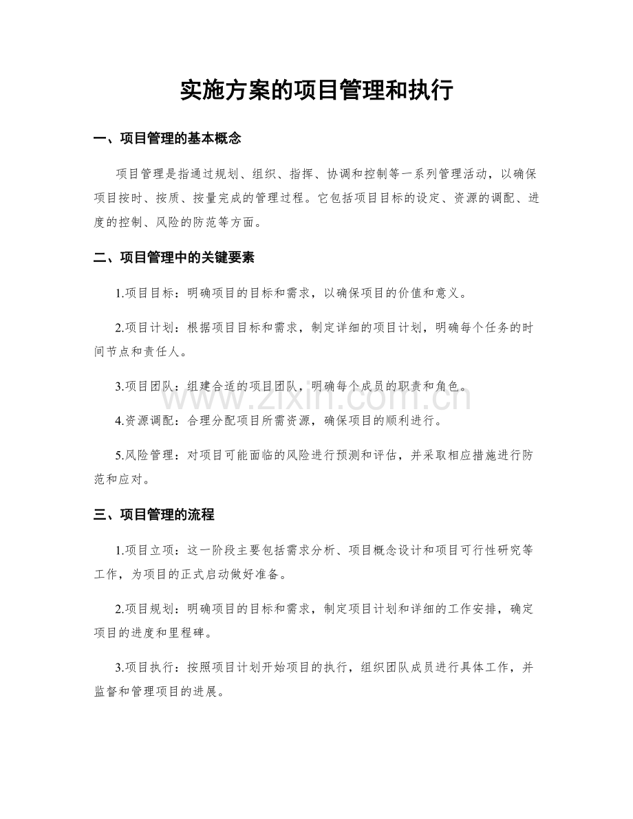 实施方案的项目管理和执行.docx_第1页