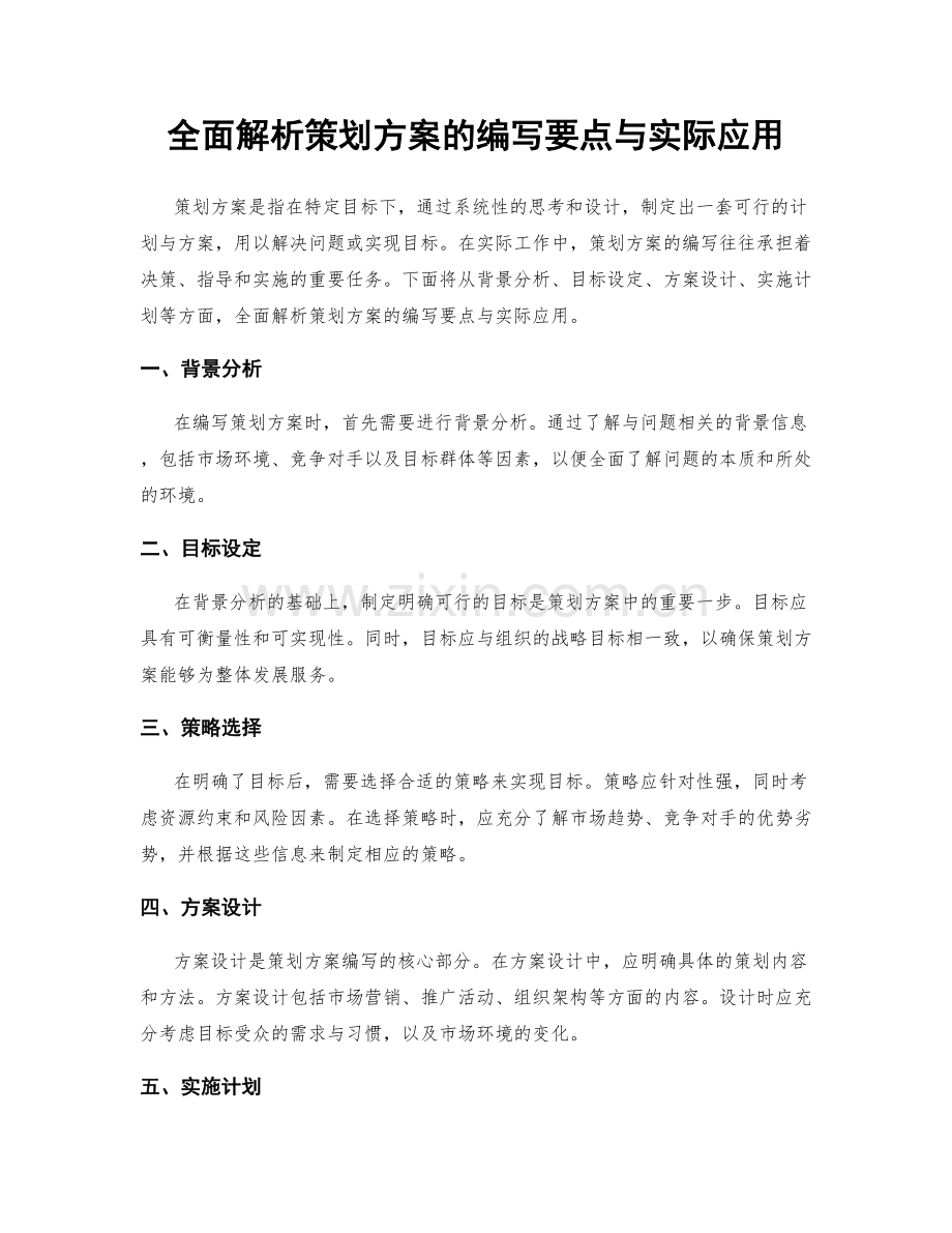 全面解析策划方案的编写要点与实际应用.docx_第1页