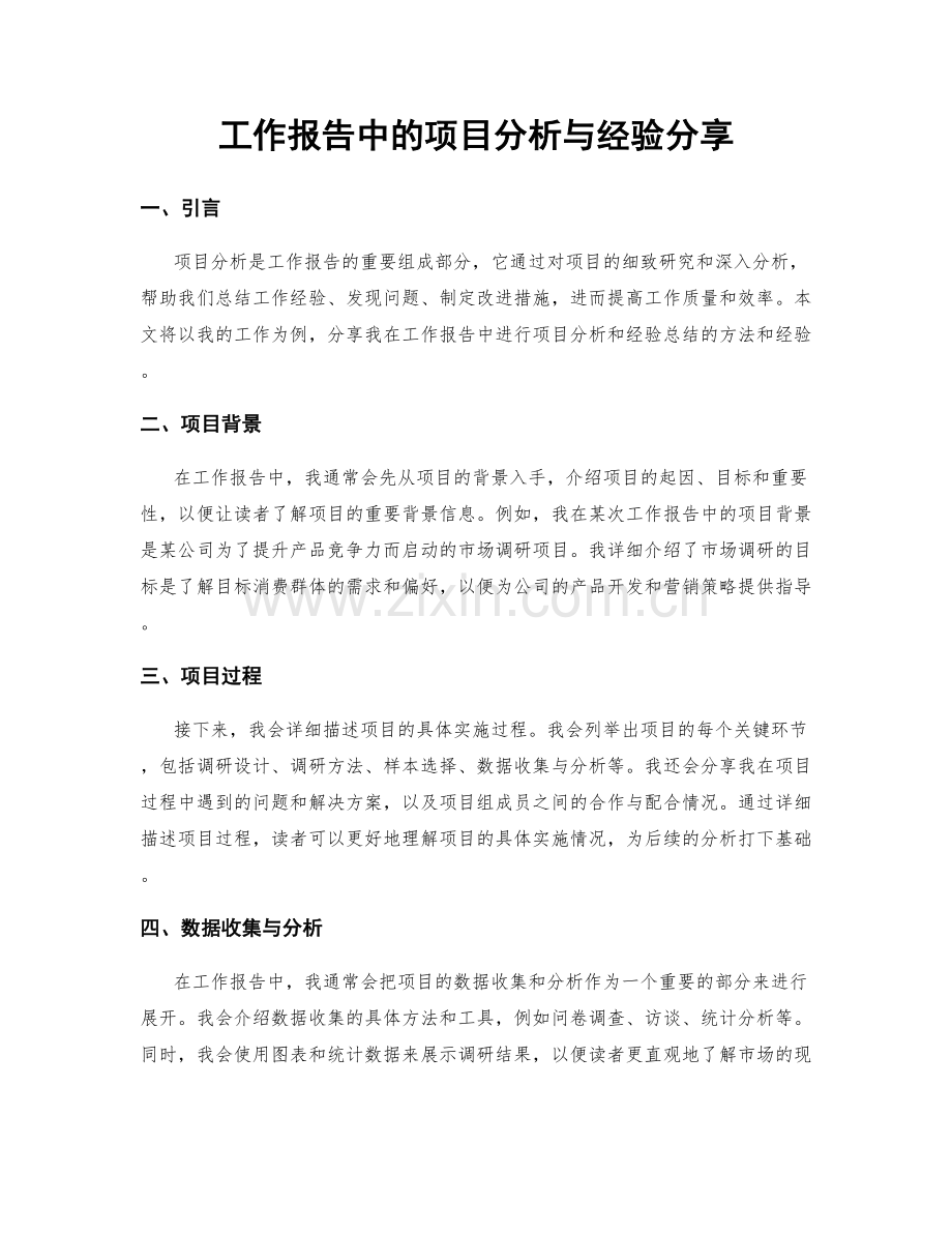 工作报告中的项目分析与经验分享.docx_第1页