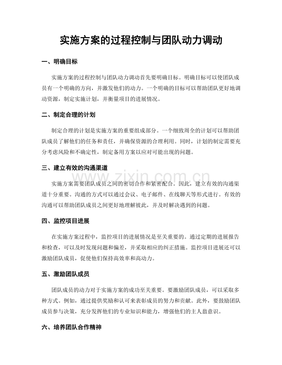 实施方案的过程控制与团队动力调动.docx_第1页