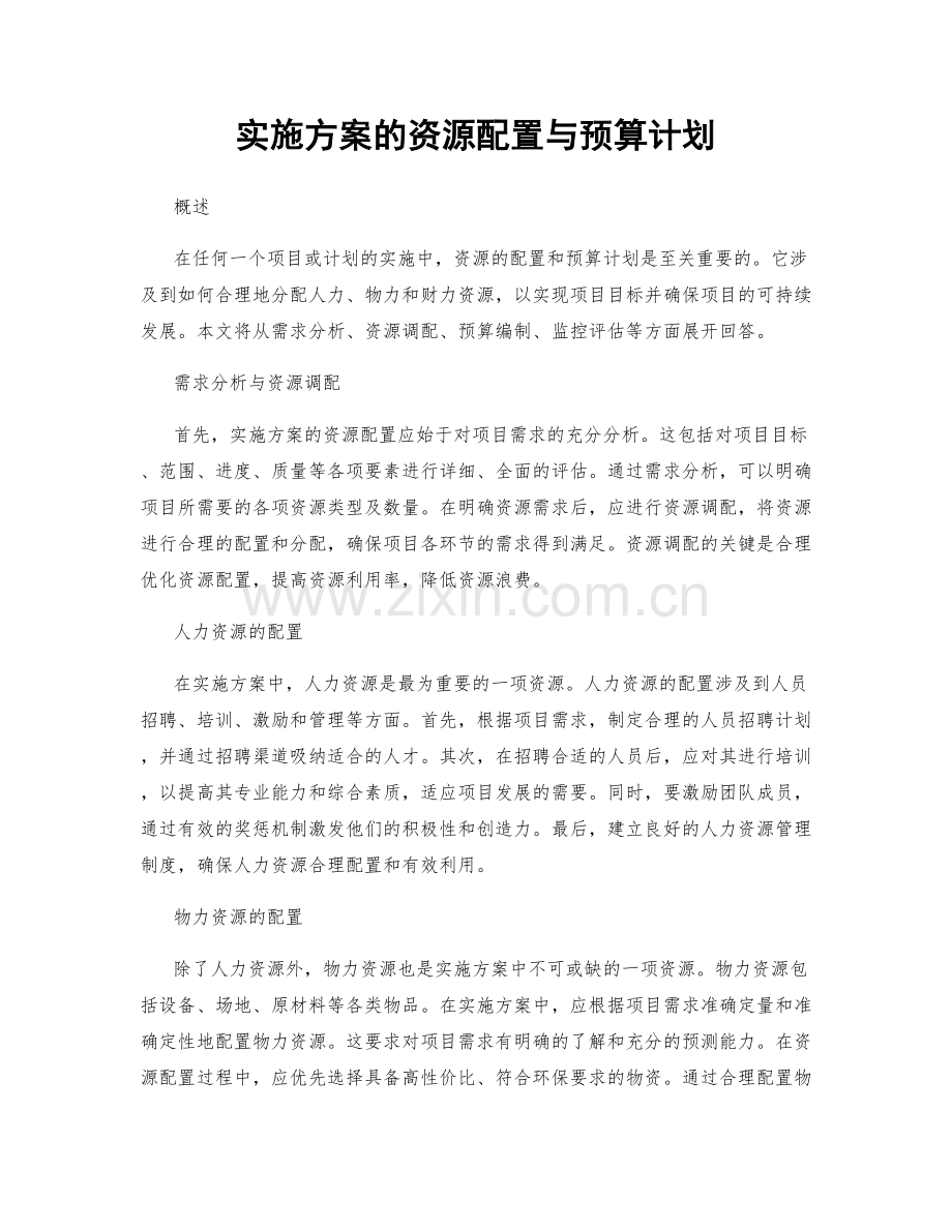 实施方案的资源配置与预算计划.docx_第1页