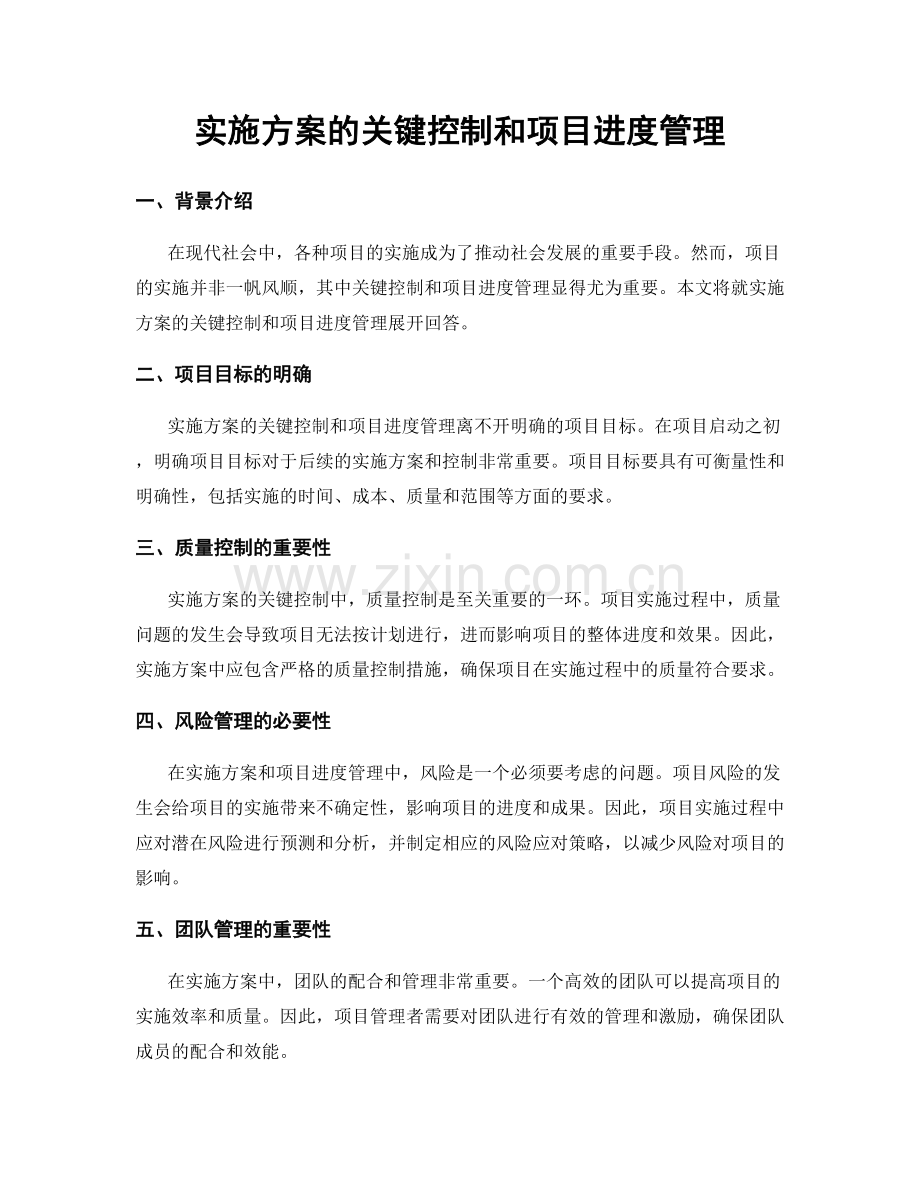 实施方案的关键控制和项目进度管理.docx_第1页