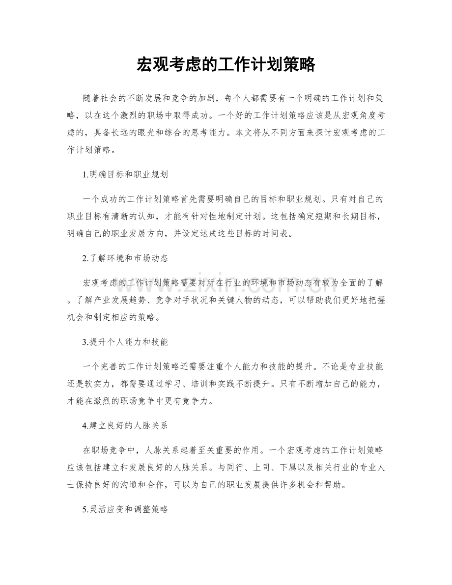 宏观考虑的工作计划策略.docx_第1页