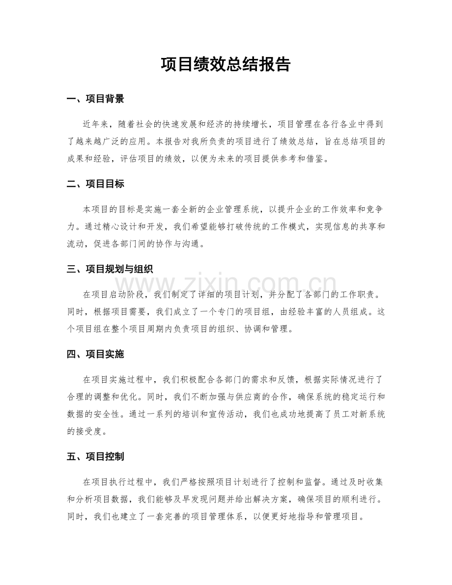 项目绩效总结报告.docx_第1页