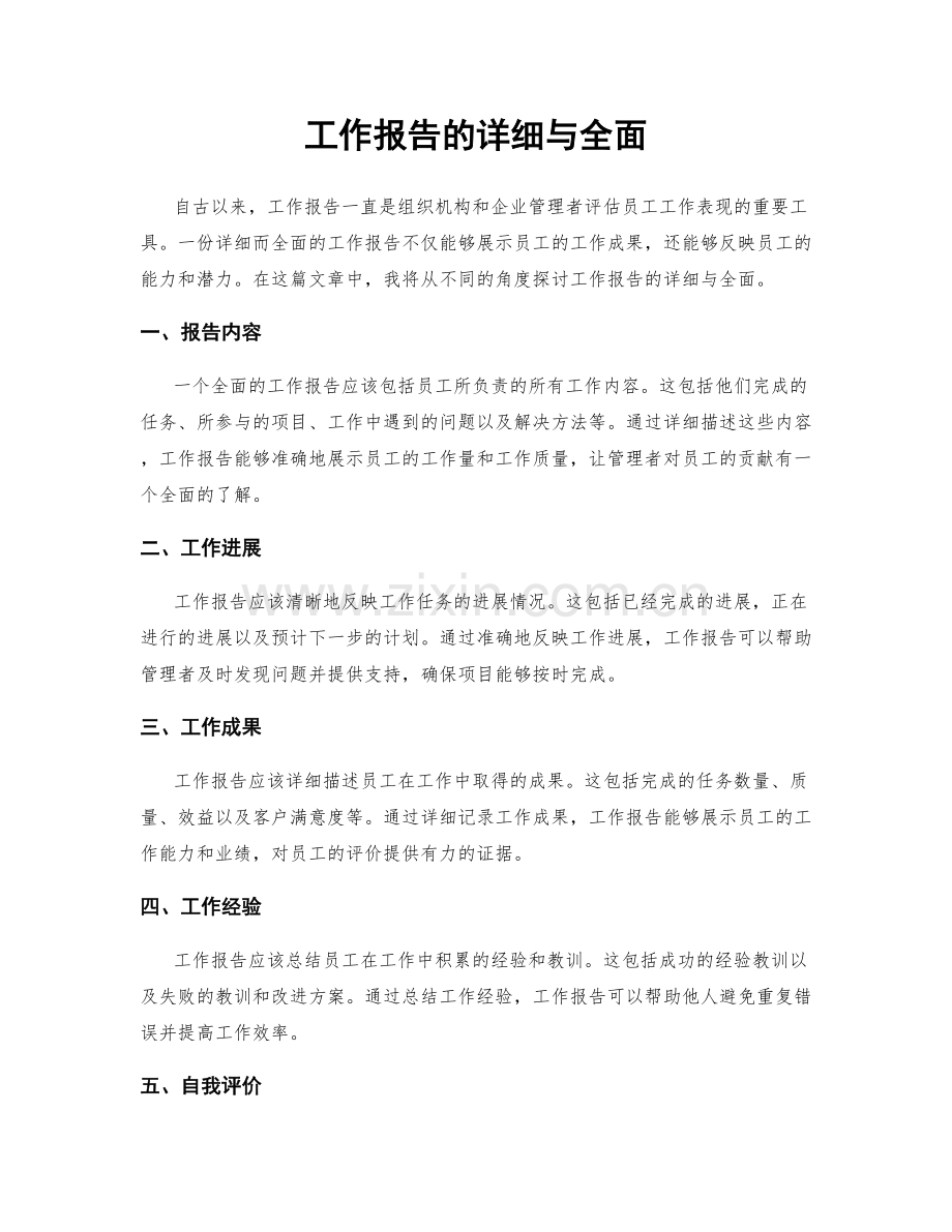 工作报告的详细与全面.docx_第1页