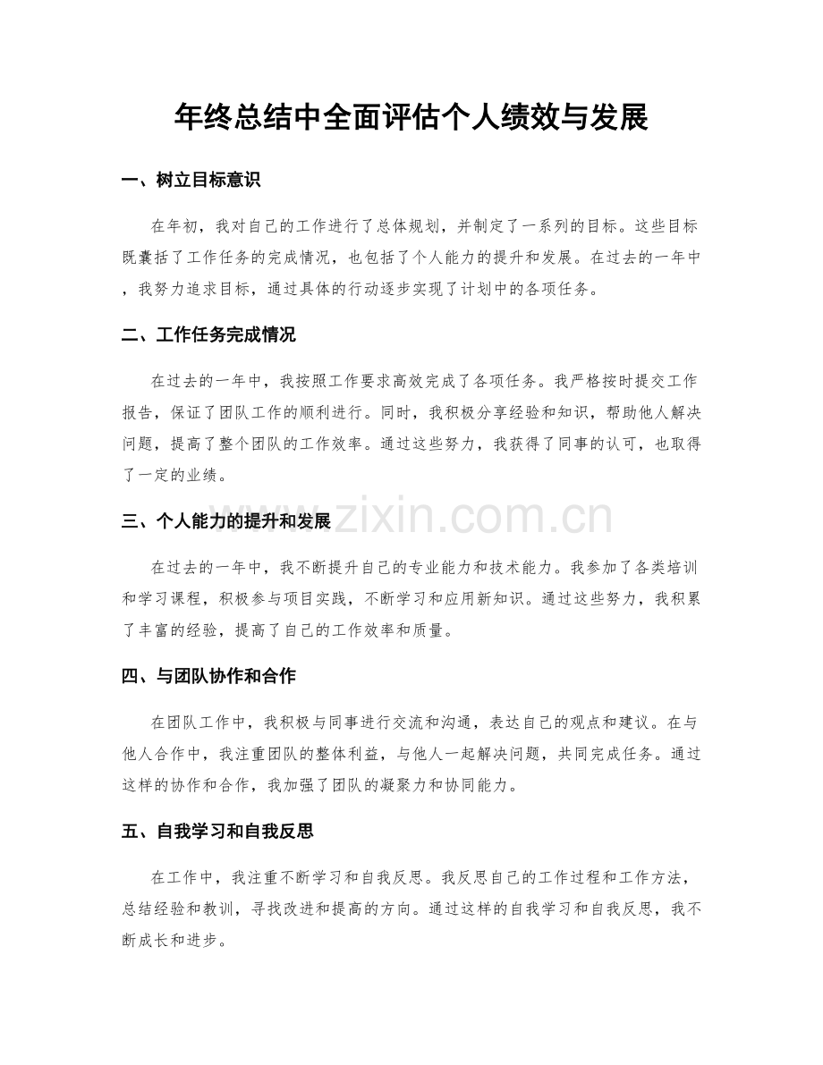 年终总结中全面评估个人绩效与发展.docx_第1页