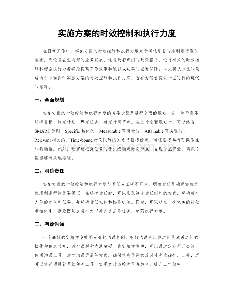 实施方案的时效控制和执行力度.docx_第1页