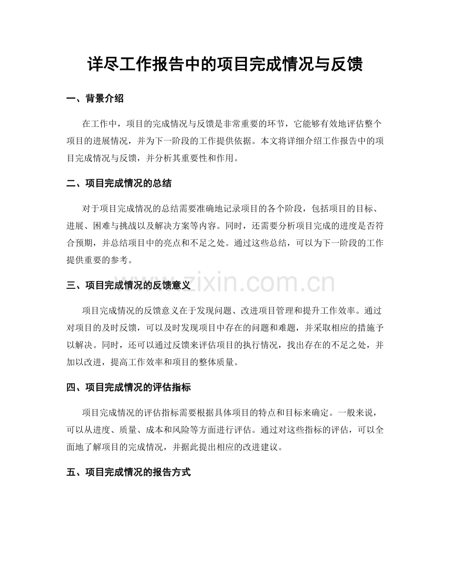 详尽工作报告中的项目完成情况与反馈.docx_第1页