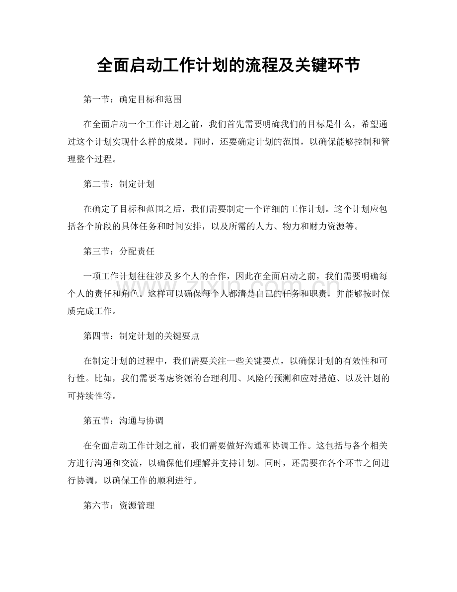 全面启动工作计划的流程及关键环节.docx_第1页