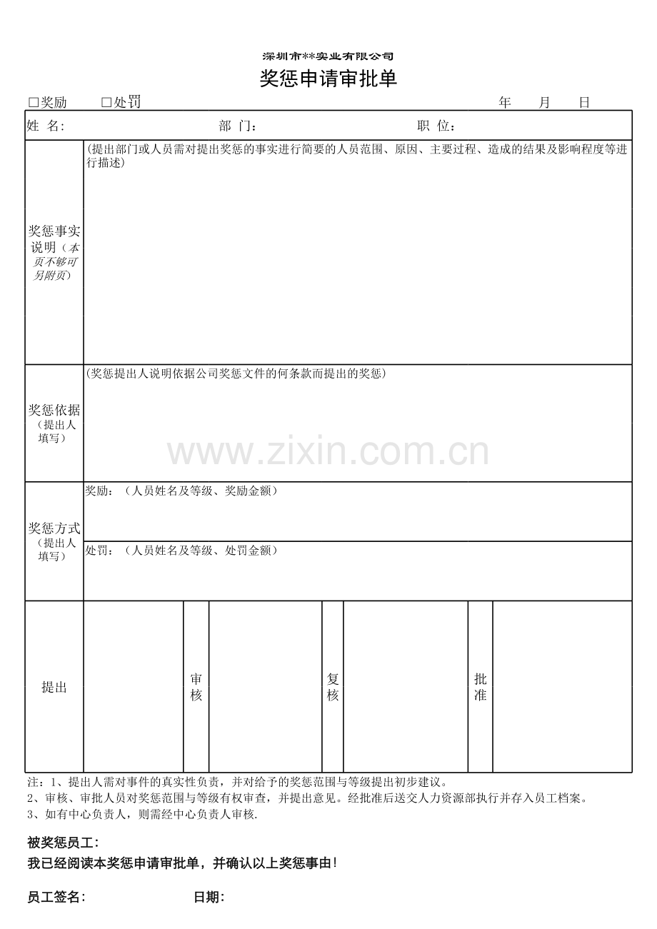 员工奖惩管理办法附表.xls_第1页