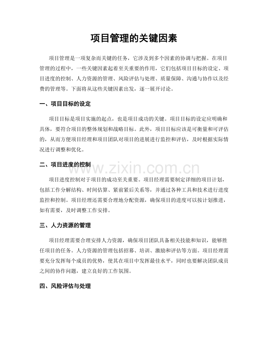 项目管理的关键因素.docx_第1页