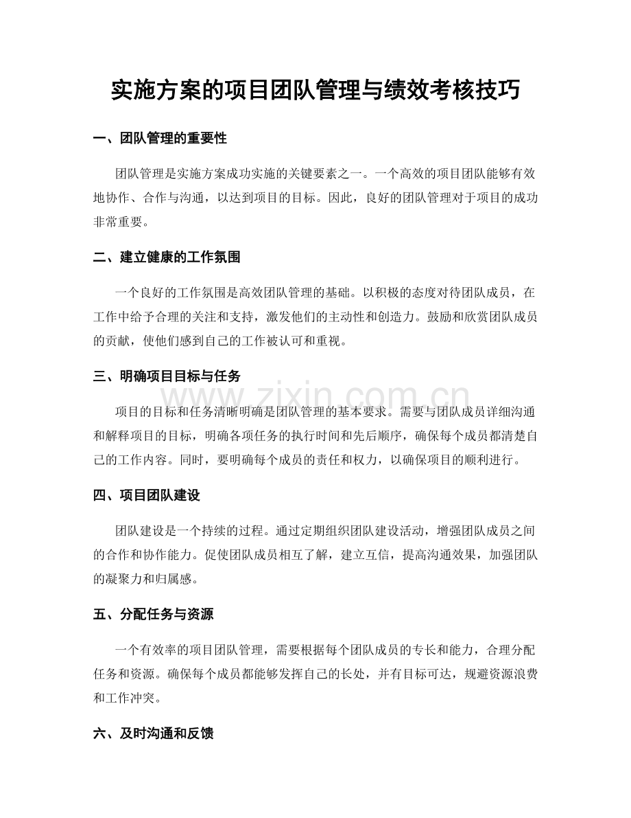 实施方案的项目团队管理与绩效考核技巧.docx_第1页