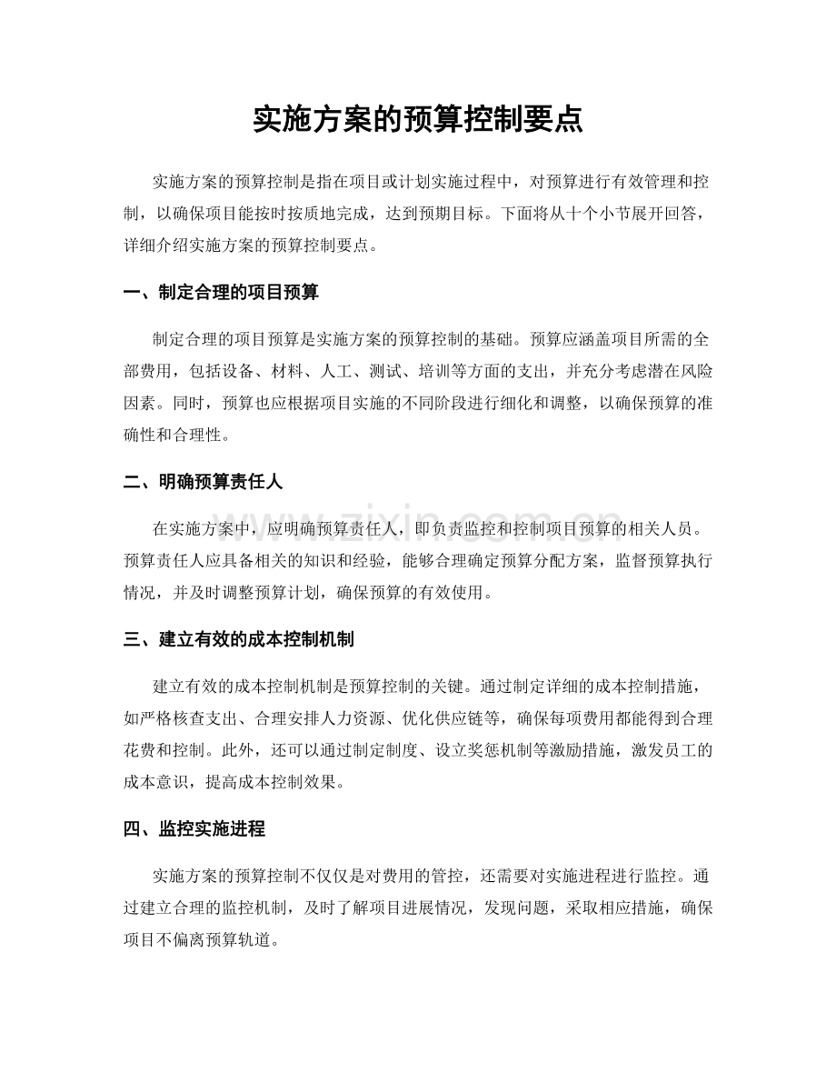 实施方案的预算控制要点.docx_第1页