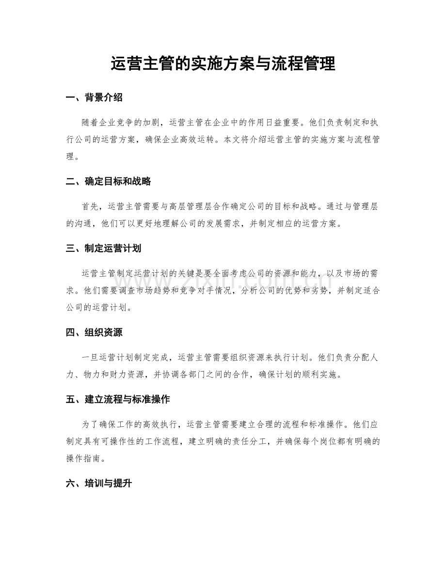 运营主管的实施方案与流程管理.docx_第1页