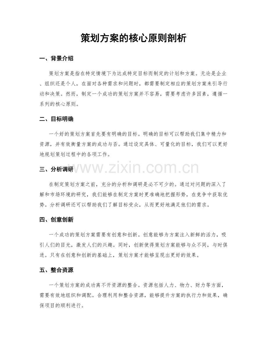 策划方案的核心原则剖析.docx_第1页