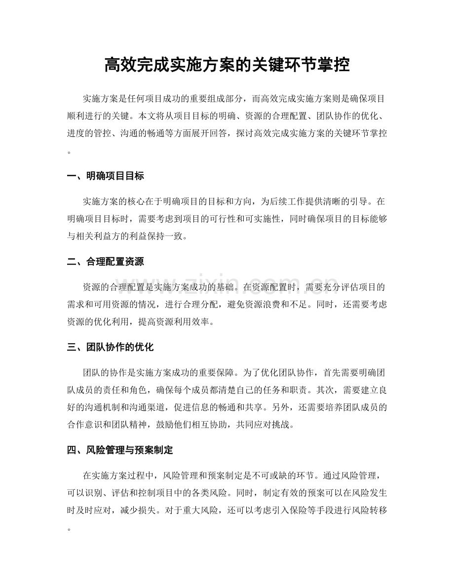 高效完成实施方案的关键环节掌控.docx_第1页