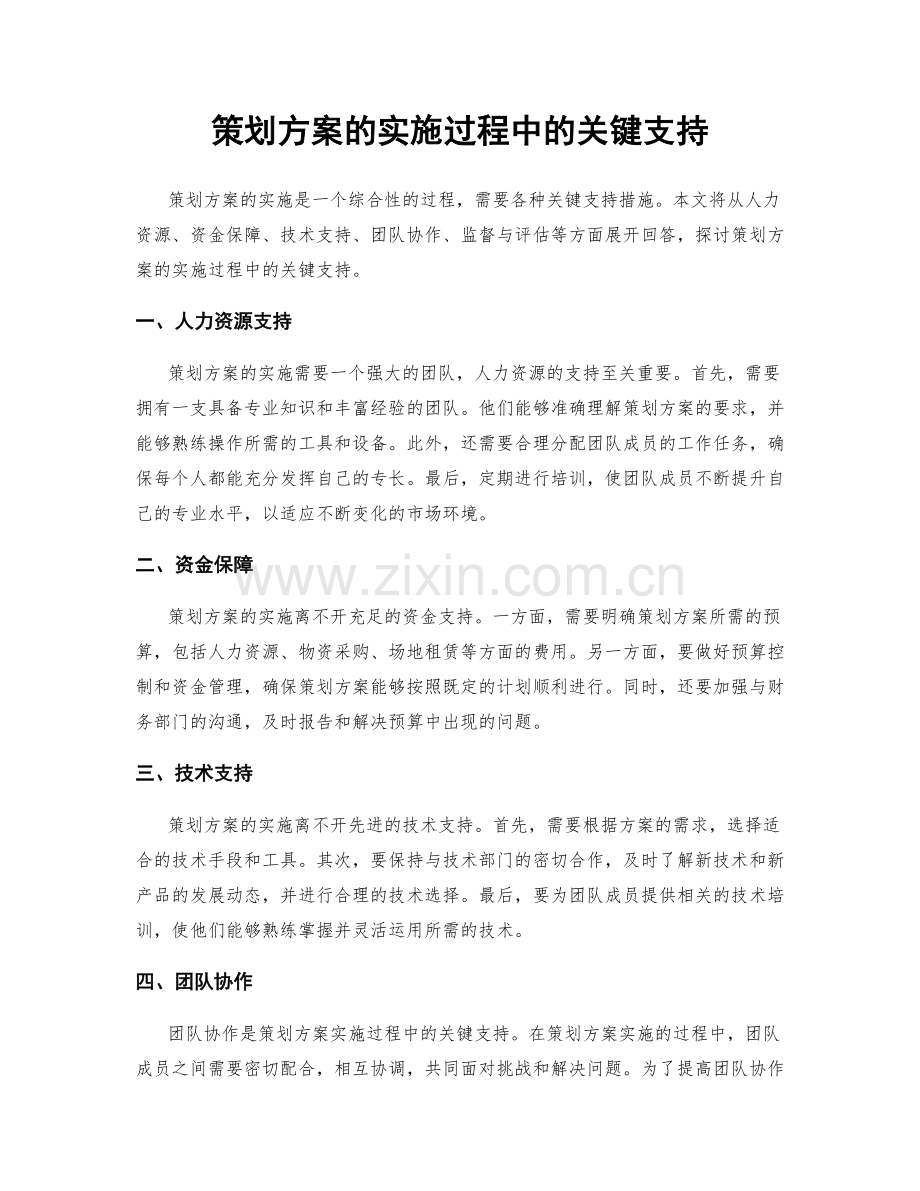 策划方案的实施过程中的关键支持.docx_第1页