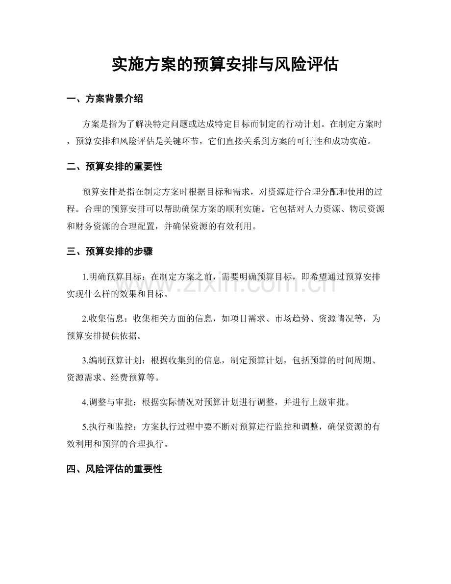 实施方案的预算安排与风险评估.docx_第1页